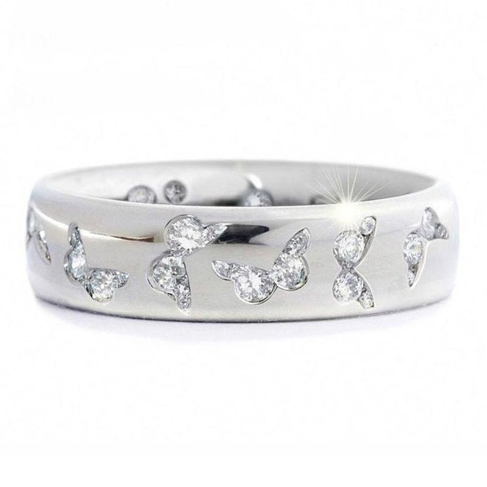 Sparkling Silver White Topaz Butterfly Ring - Picture 5 of 6